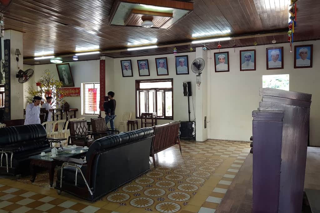 Inside Cao Dai temple Da Nang