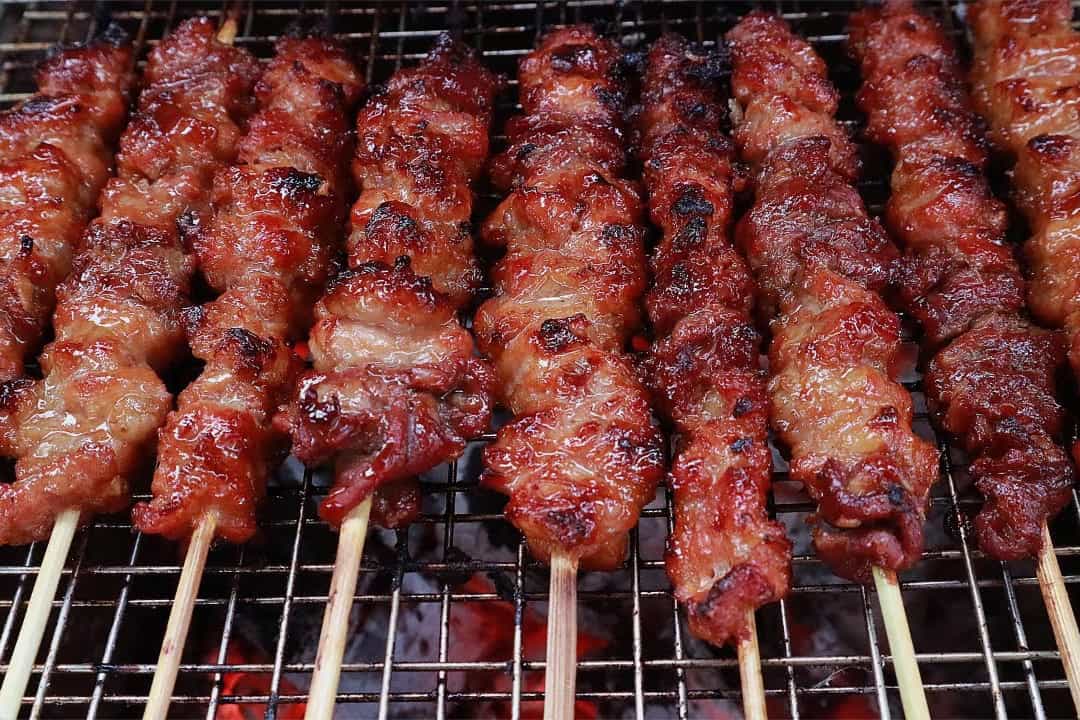 Grilled meat - Thit xien - dishes for a rainy day in hanoi