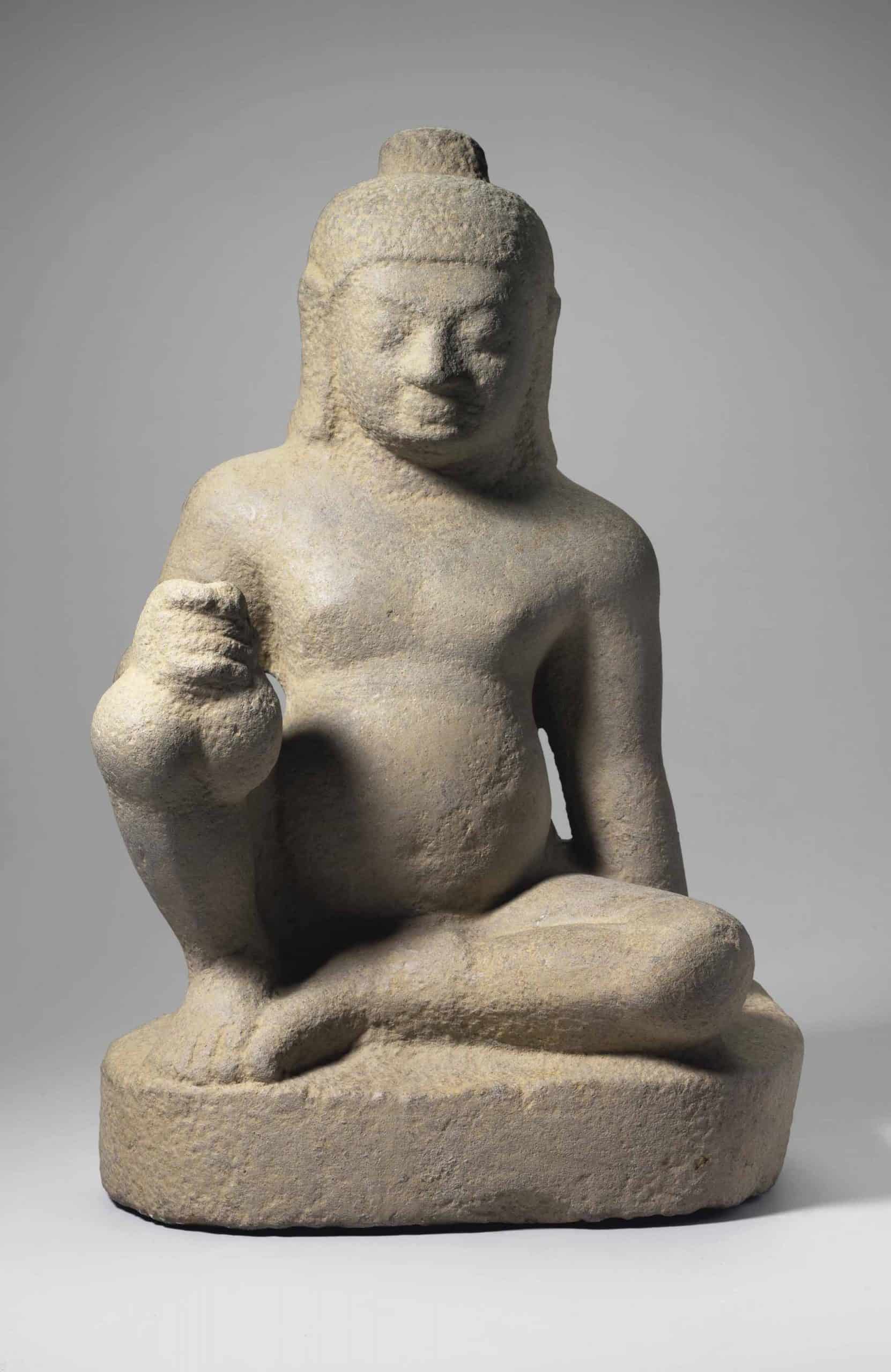 A buff sandstone Figure of Kubera - Oc eo culture relics