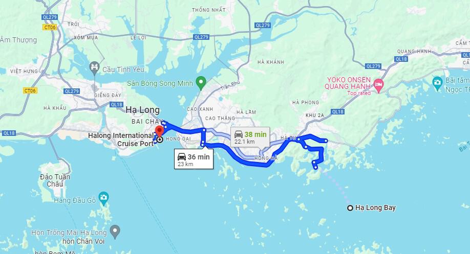 How far is Halong Bay from cruise port?