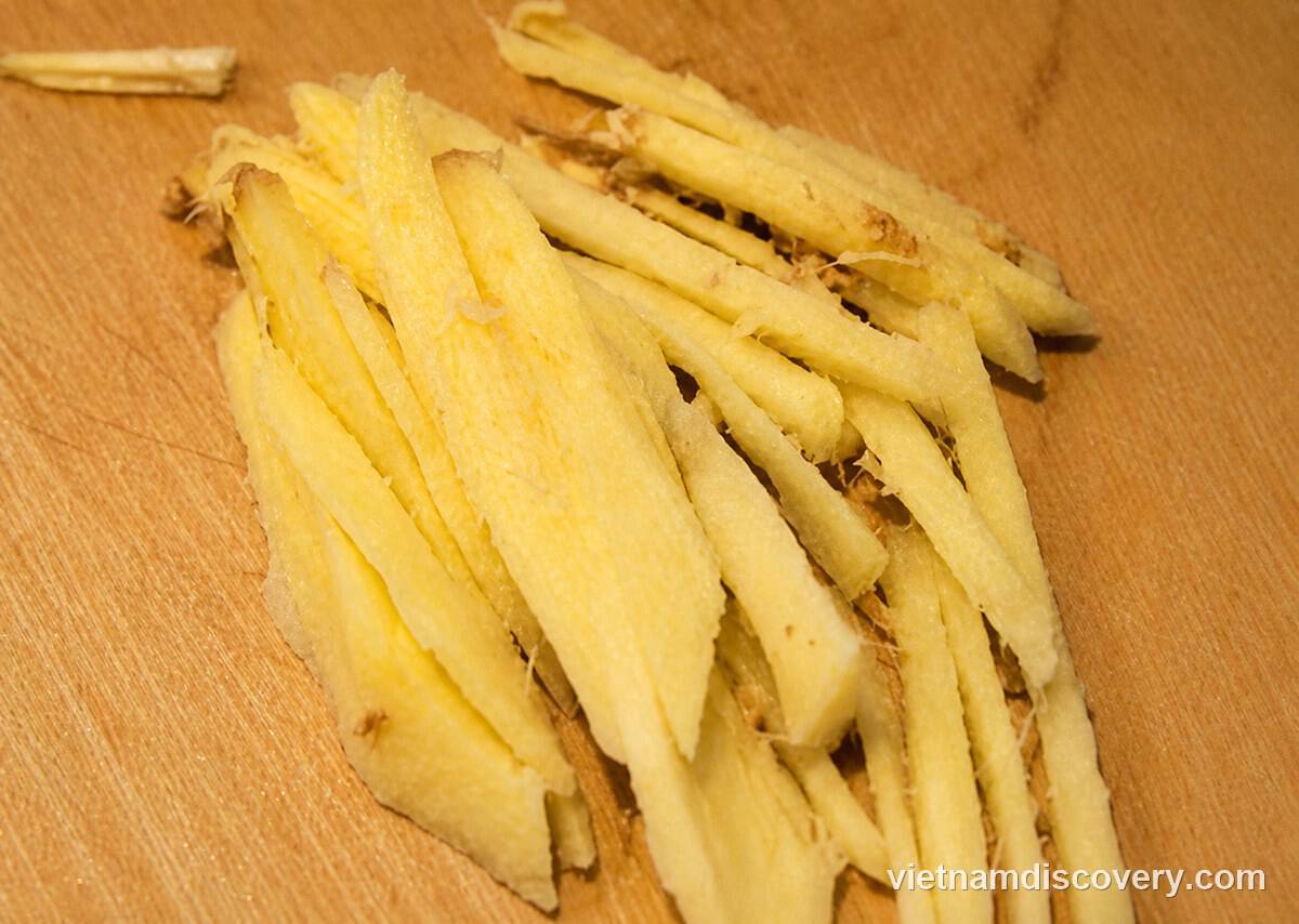 Ginger cut into thin strips