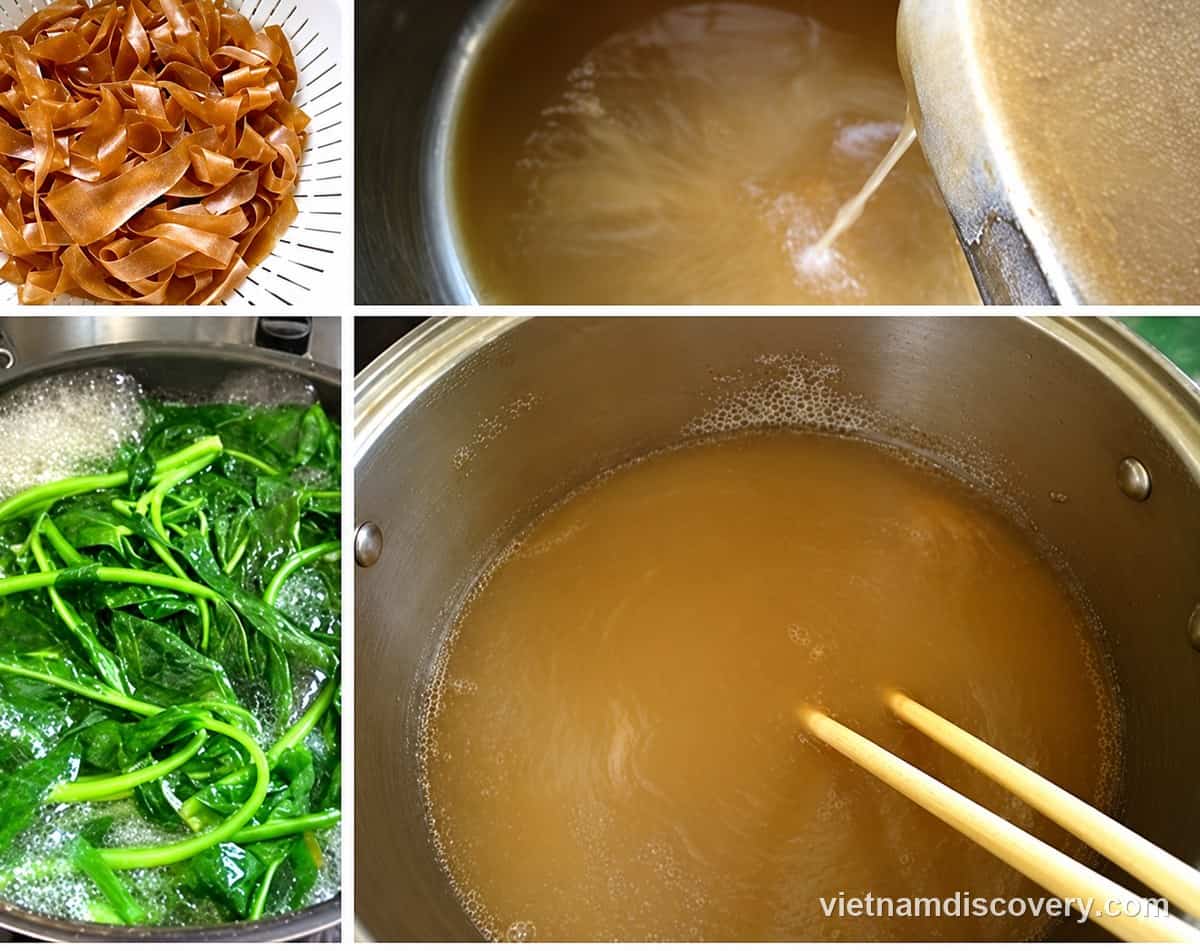 Crab rising to the surface of the broth