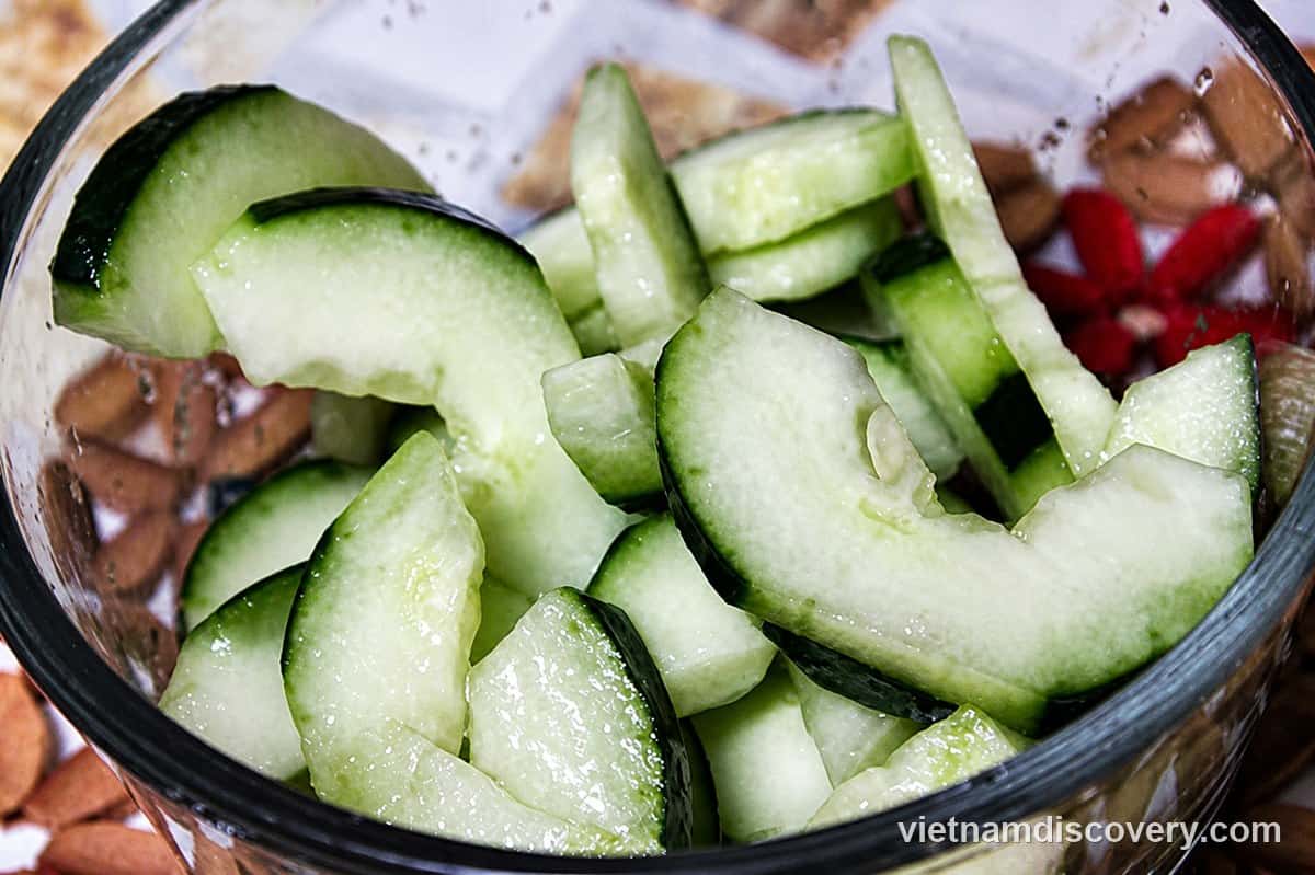 Sliced cucumber in a sweet and sour dressing