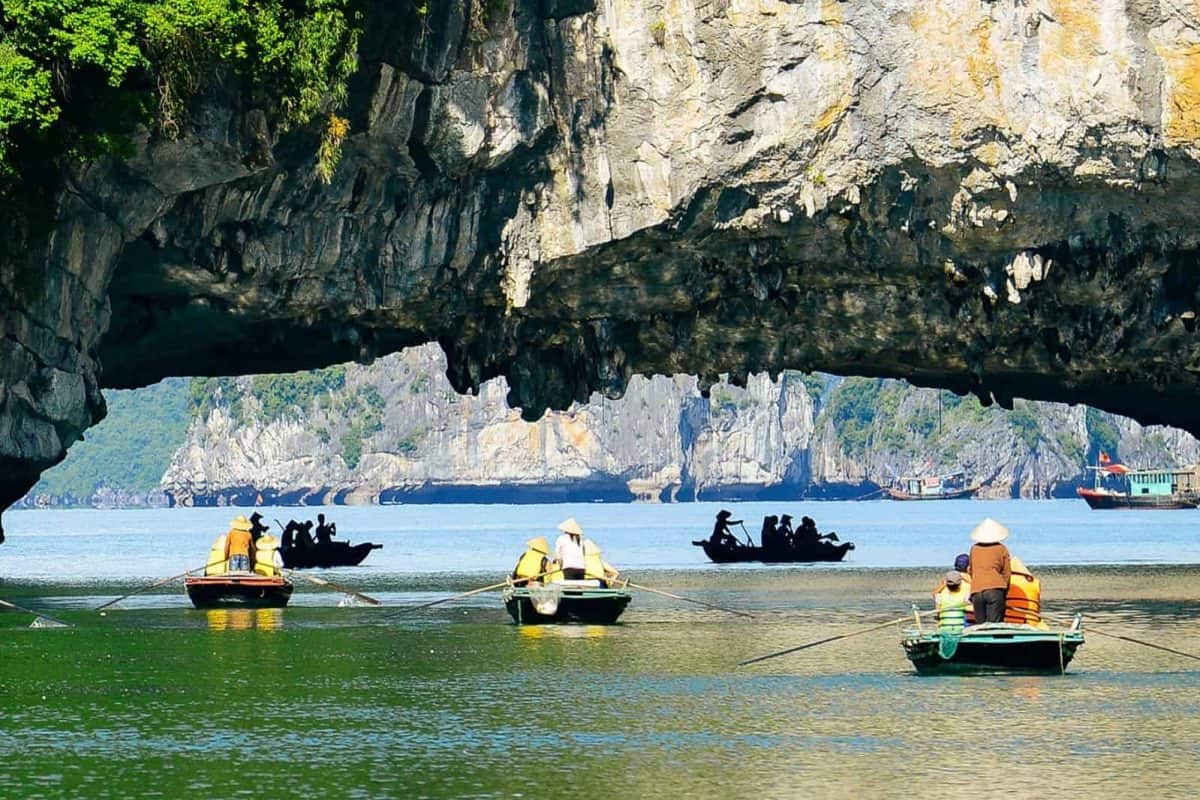Dark and Light cave in Halong Bay